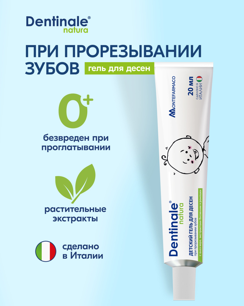 Гель Dentinale natura для дёсен при прорезывании зубов — растительные экстракты, без лидокаина, сахара и парабенов