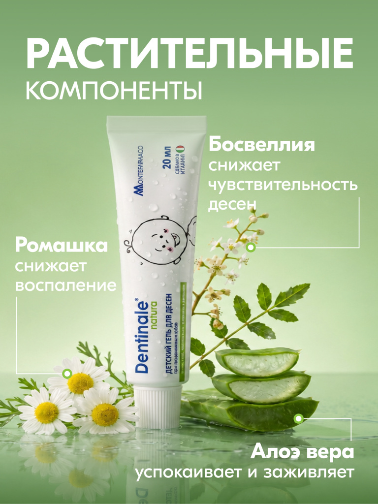 Гель Dentinale natura с ромашкой, босвеллией и алоэ вера при прорезывании зубов